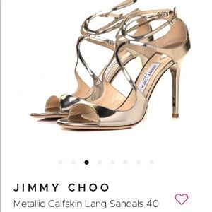 EUC Jimmy Choo Lang Gold Leather-Mirrored Sandals 38